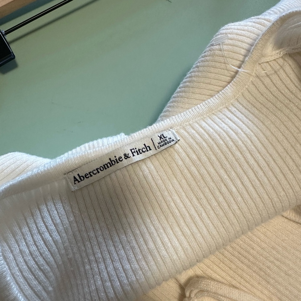 Abercrombie and fitch short sleeve tie front cardigan cream size XL - Picture 4 of 6